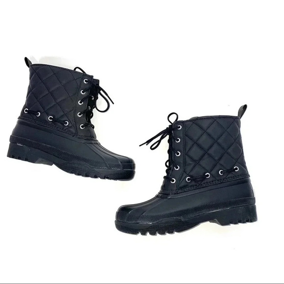 NEW Sperry Top Sider Gosling Quilted Duck Waterproof Black Lace Up Boots Size 6 - Picture 2 of 8